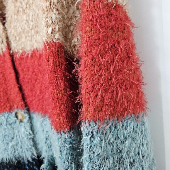 John Paul Richard Cardigan Women's Large Striped Button Up Sweater Pockets GUC - Picture 7 of 10